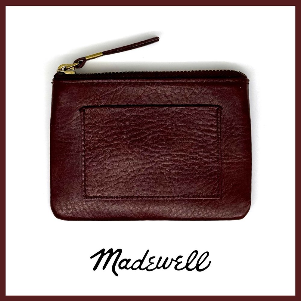 NWT Madewell Burgundy Leather Small Travel Zip Pouch Wallet/ Card Holder